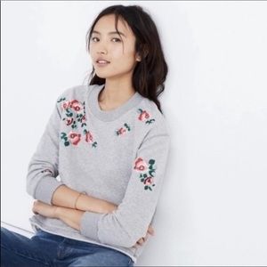 Madewell by Mile(s) Cropped Rose Embroidered Sweatshirt